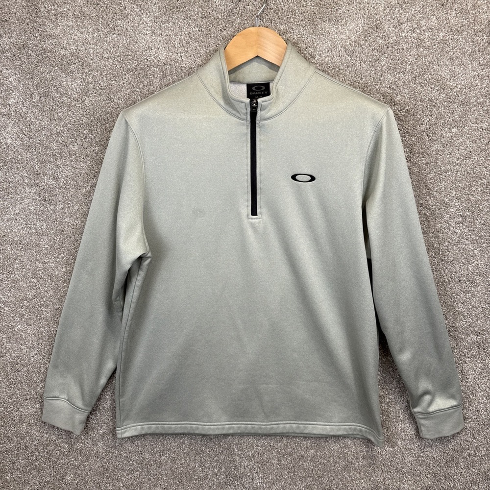 Oakley 1/4 Zip Pullover Sweatshirt Men's Medium Light Gray